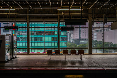 Empty benches in park