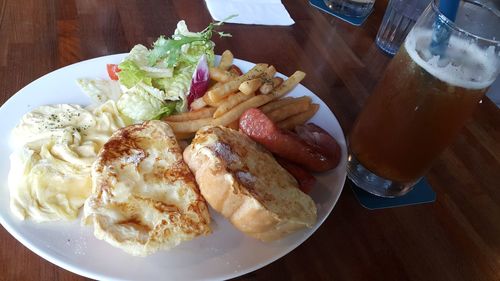 Close-up of served food in plate