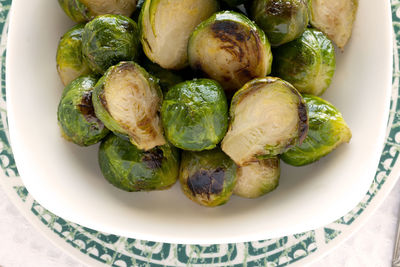 High angle view of vegetables in plate