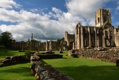 Stone ruins of fountains abbey, yorkshire