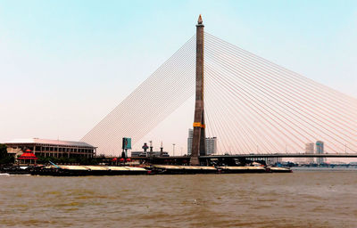 View of bridge over sea against clear sky