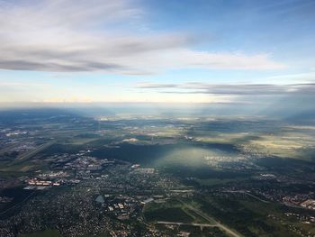 Aerial view of townscape against sky