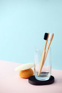 Close-up of drink served on table