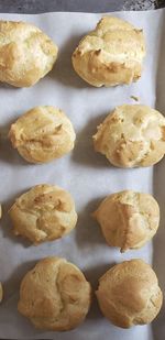 High angle view of cookies on table