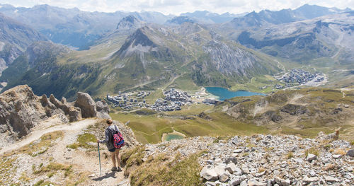High altitude hike around the aiguille percee in the haute tarentaise massif in the alps in france 