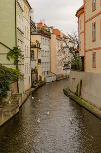 Canal amidst buildings in city against sky