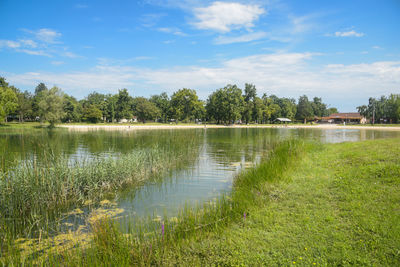 Scenic view of lake against sky