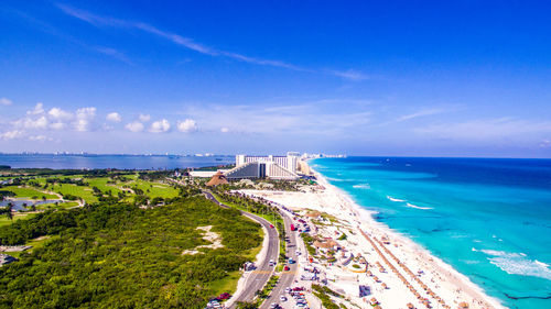 High angle view of beach against sky