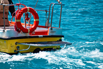 Boat moored in sea