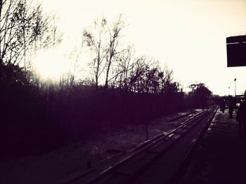 Railroad track at sunset