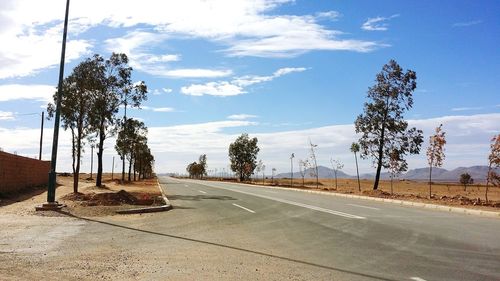 Road by trees against sky