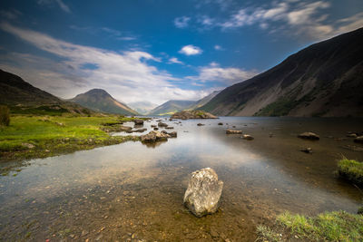 A wide angled view of wastwater at the lake district 