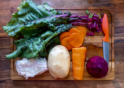 High angle view of food on table