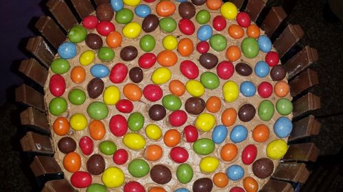 High angle view of colorful candies