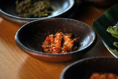 Close-up of food in bowl on table