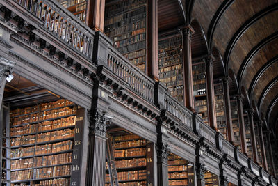 Low angle view of books in building