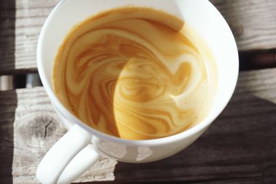 Close-up of cappuccino on table
