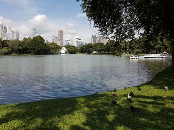 Scenic view of lake against sky