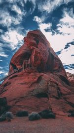 Low angle view of rock formations against sky