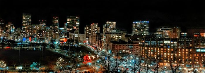 Illuminated cityscape at night