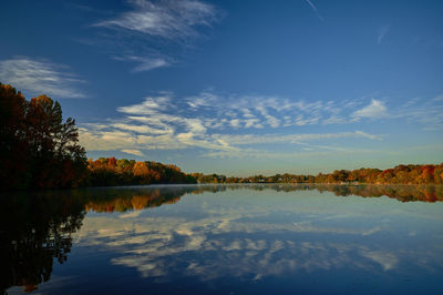 Scenic view of lake against sky during autumn