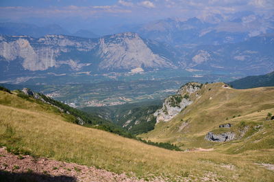 Scenic view of mountains against sky