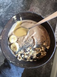 High angle view of breakfast in bowl