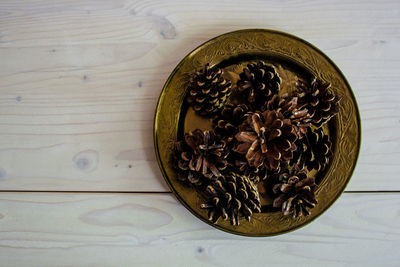 High angle view of food on table
