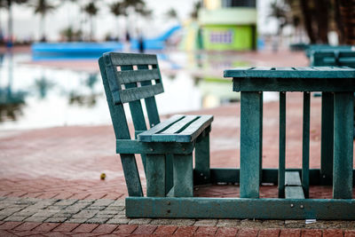 Empty bench in park