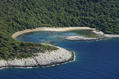 Bay with the sandy beach on mljet island, croatia