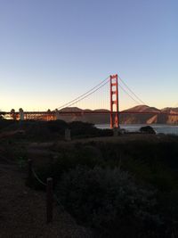 Golden gate bridge against clear sky