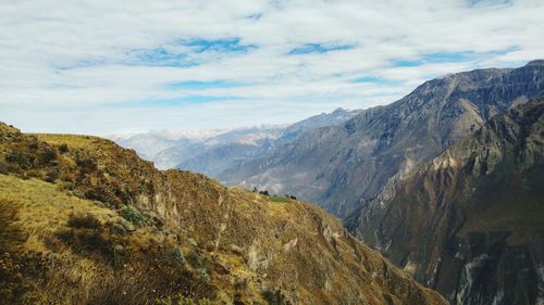 Scenic view of mountains against sky