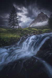 Scenic view of waterfall