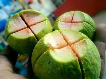 Close-up of green food