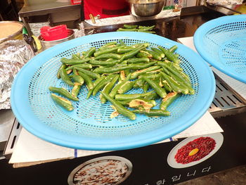 High angle view of meal served on table