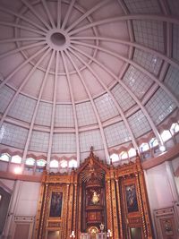 Low angle view of illuminated ceiling