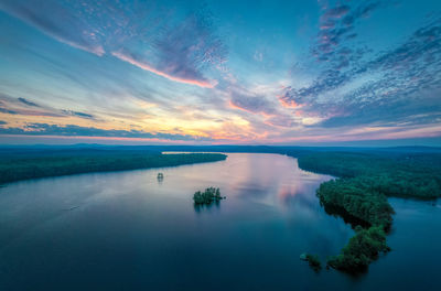 Scenic view of sea against sky at sunset