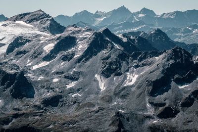 Aerial view of snowcapped mountains