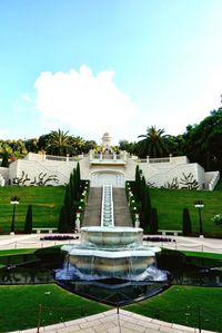 View of fountain in park