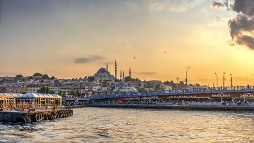 Eminonu square and galata bridge in istanbul, turkey