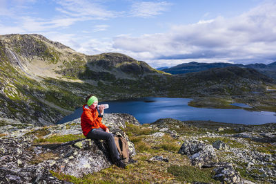 Female hiker resting