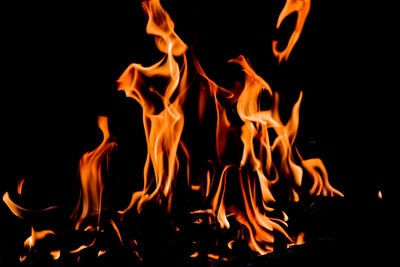 Close-up of fire against black background