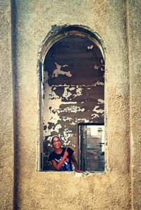 Shadow of woman on wall