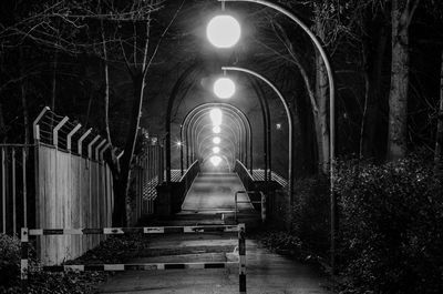 Steps in illuminated lights at night