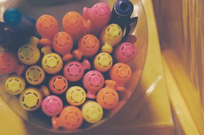 Multi colored balloons on table