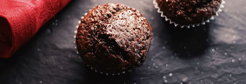 High angle view of cake on table