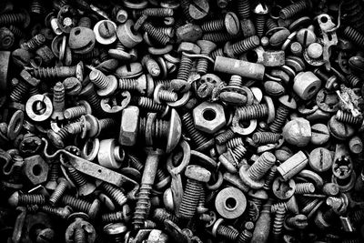 Full frame shot of nuts and bolts