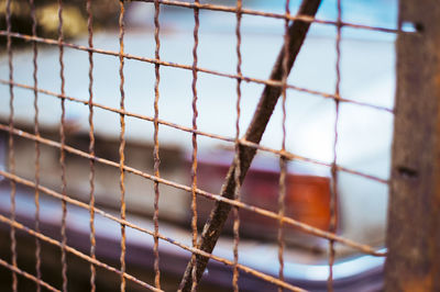 Close-up of rope fence