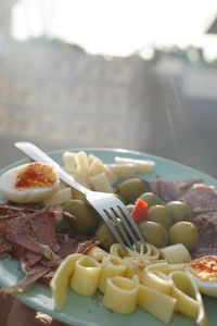 Close-up of breakfast on table
