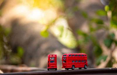 Close-up of toy car on table